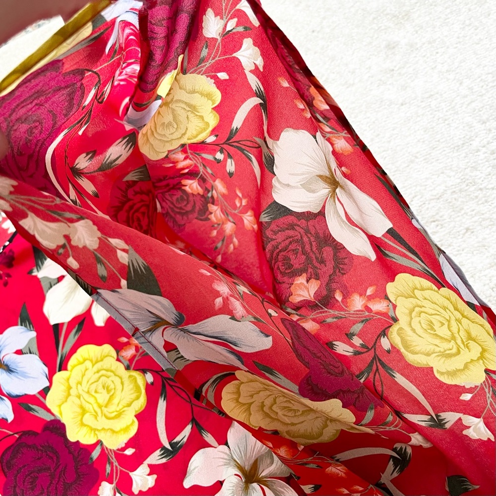 JOHNNY WAS JADE 100% Silk Vega Floral-Print V-Neck Silk Tunic w/ Tassels Artsy - Picture 5 of 11